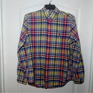 Ralph Lauren Shirt Mens Large  Authentic Indian Madras Plaid Blue Red Yellow
